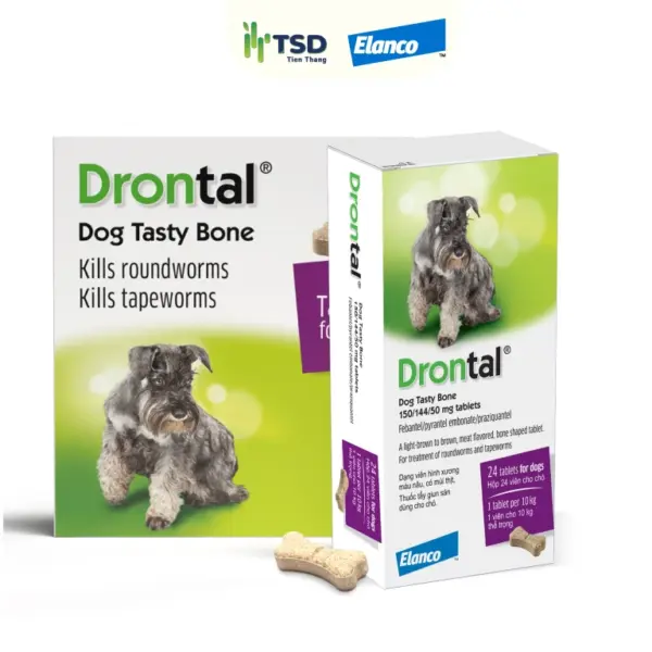 Drontal Dog Tasty Bone - thuốc tẩy giun Elanco dễ dùng