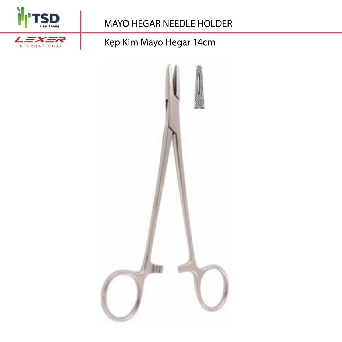 Kẹp kim Mayo Hegar 14cm – kiểm soát kim khâu trong mổ thú y