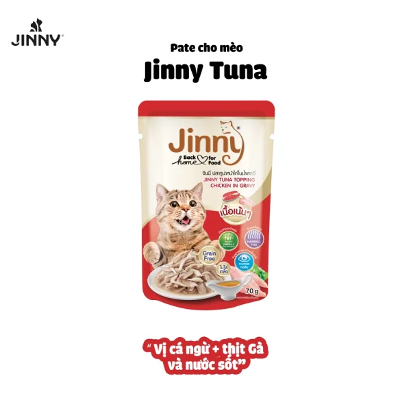 Pate cho mèo Jinny Tuna vị thịt gà dạng sốt