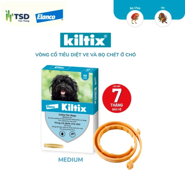 Vòng cổ trị ve rận Kiltix Medium 48cm chính hãng Elanco cho chó trung bình