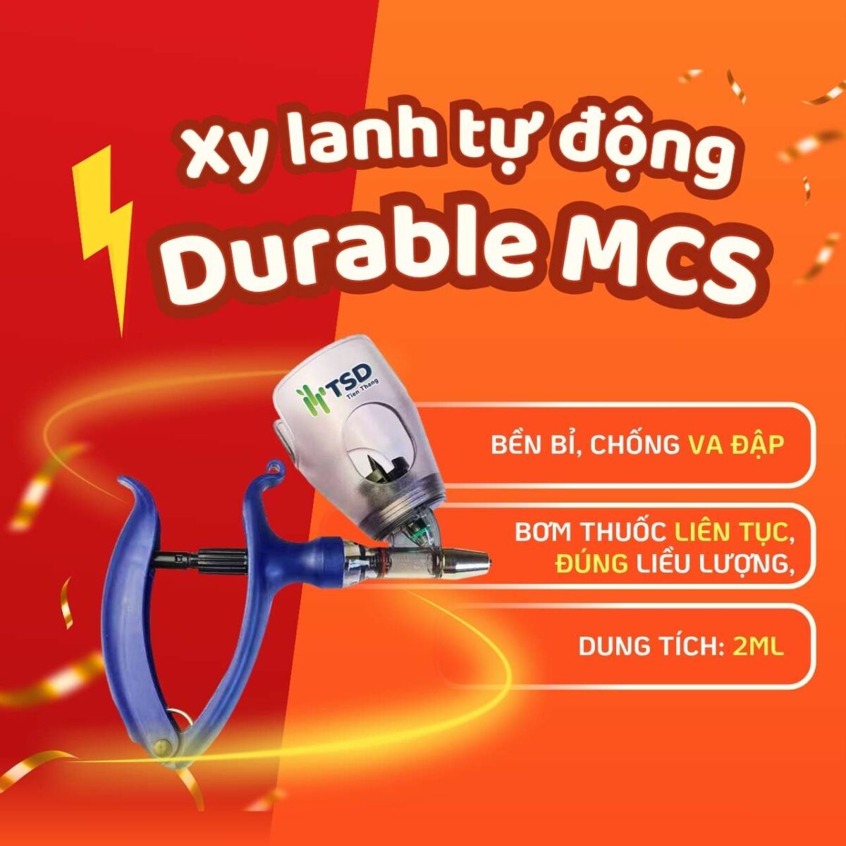 Xy lanh tự động Durable MCS - Tiêm vaccine/ thuốc trên heo hoặc gia súc tiện lợi và nhanh hơn - Ảnh 1