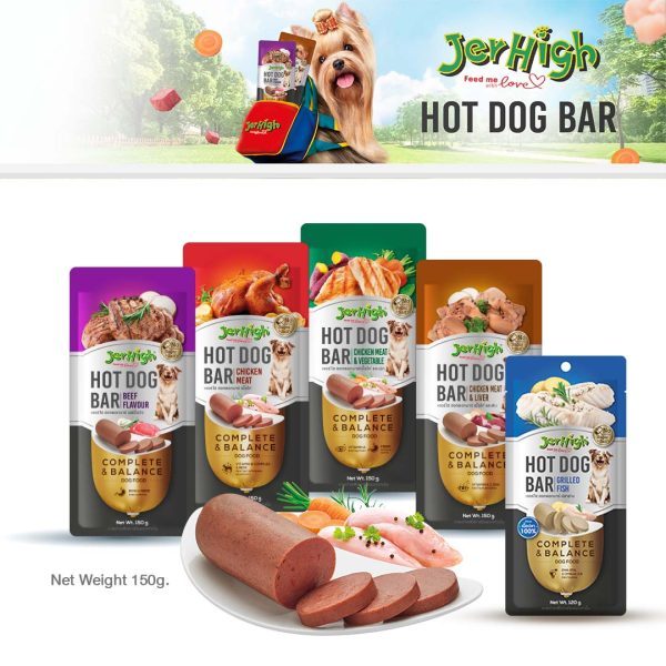 Xúc xích cho chó JerHigh Hot Dog Bar 150g – Thịt thật, bổ dưỡng, dễ bảo quản