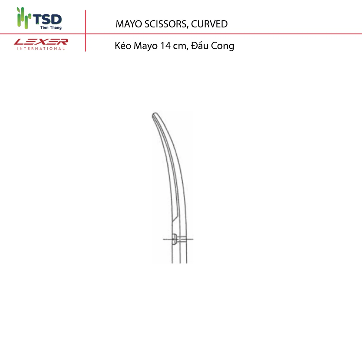 Kéo Mayo đầu cong 14cm dùng cắt mô mềm động vật