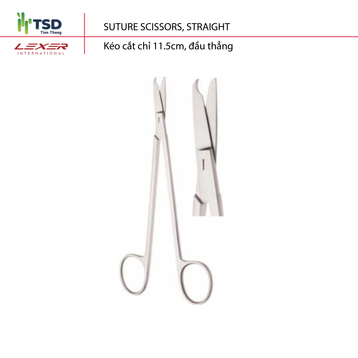 Kéo cắt chỉ phẫu thuật đầu thẳng 11.5cm chuyên cho thú y