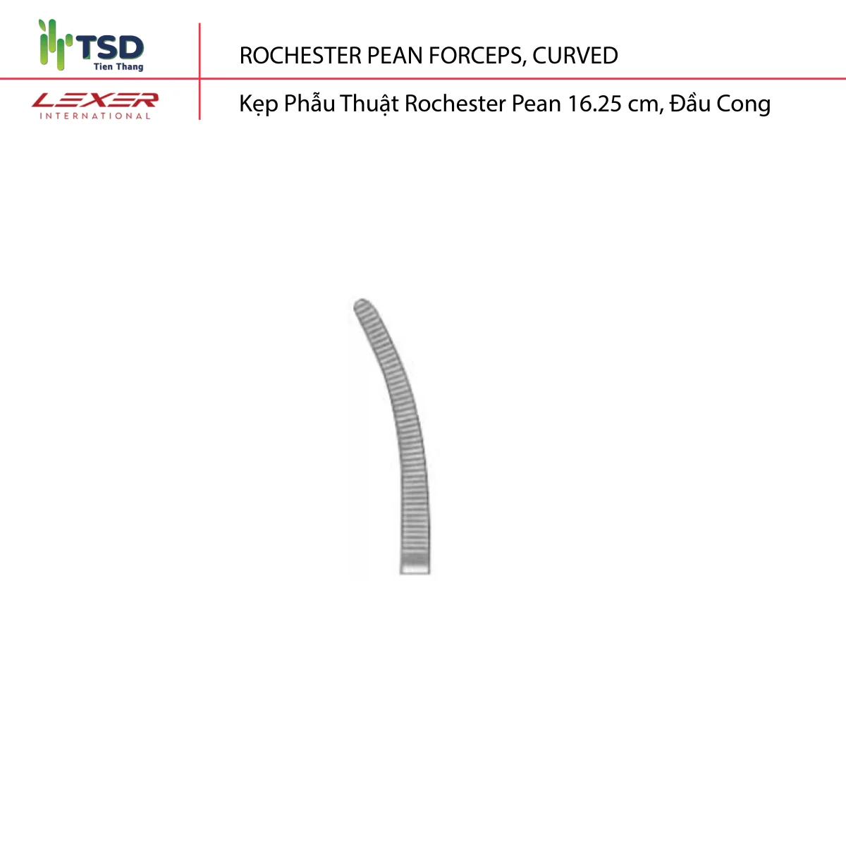 Kẹp mạch máu Rochester Pean đầu cong 16.25cm dùng cầm máu