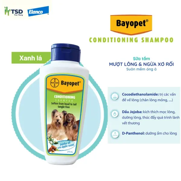 Sữa tắm Bayopet nắp xanh lá với hương táo thơm mát.Conditioning Shampoo
